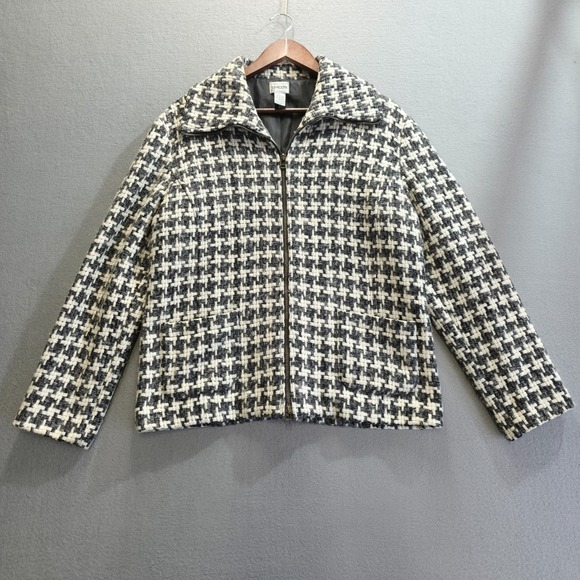 Chico's Jackets & Blazers - Chico's Women's Black/White Wool Blend‎ Full Zip Weave Jacket Size 2-(L or XL)